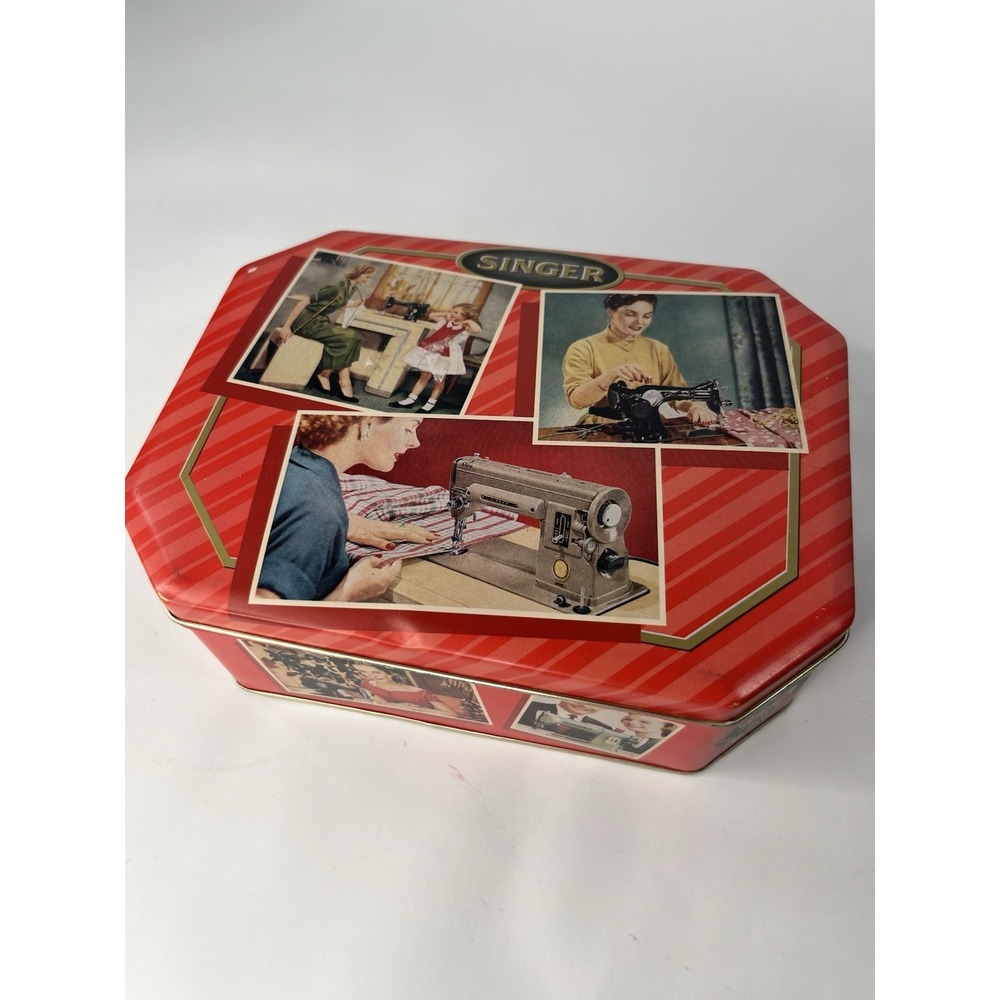 Vintage Singer Sewing Machine Advertisement Tin Box